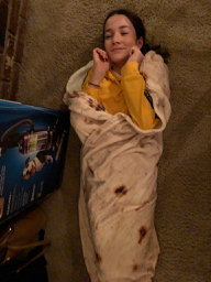 a lovely photo of Inez in a tortilla blanket